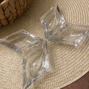 Vintage Diamond Shaped clear glass Ashtray ~ Retro 50s ~ EUC